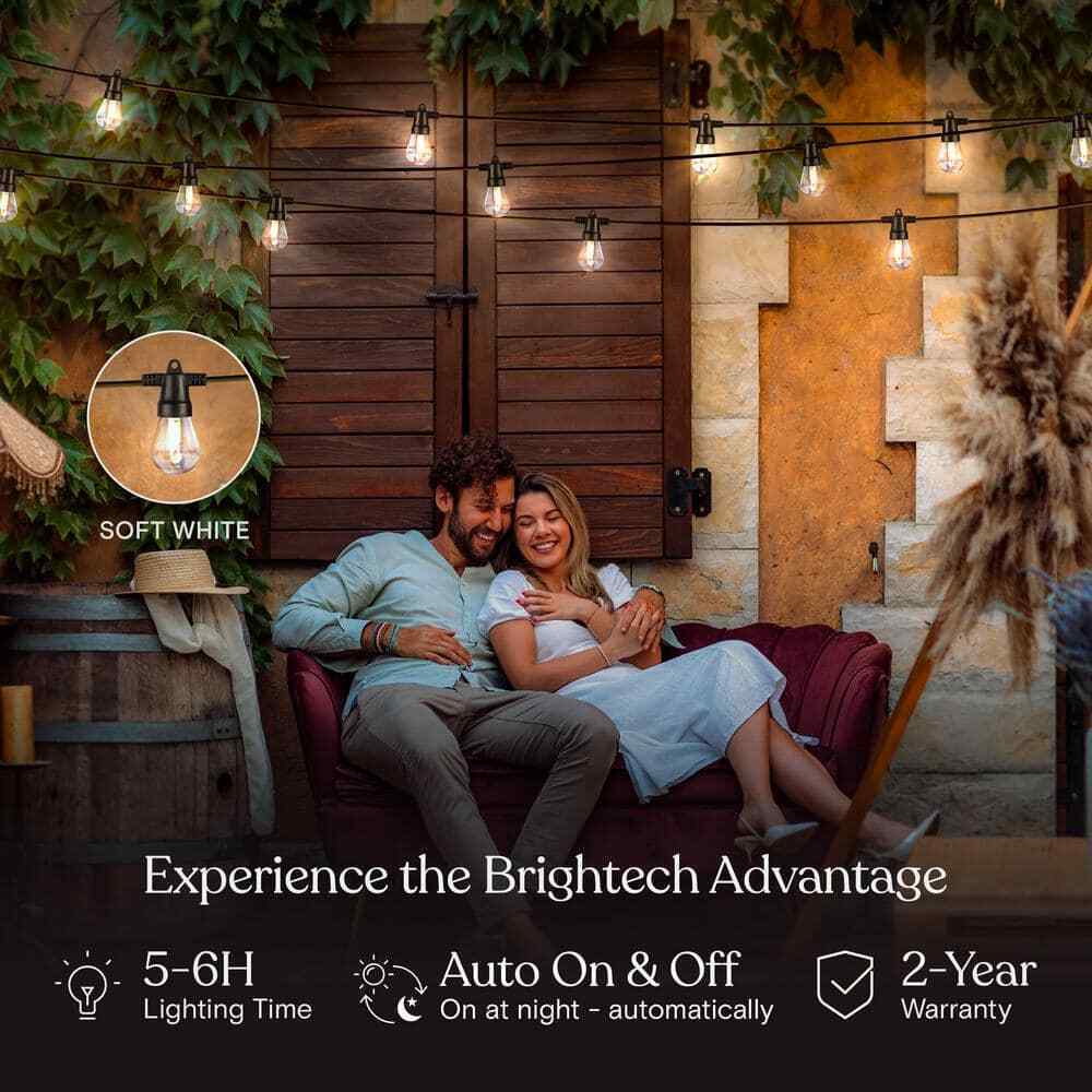 Brightech 15-Light 48 ft. Solar Edison Bulb Ambience Pro LED String Light 3000k