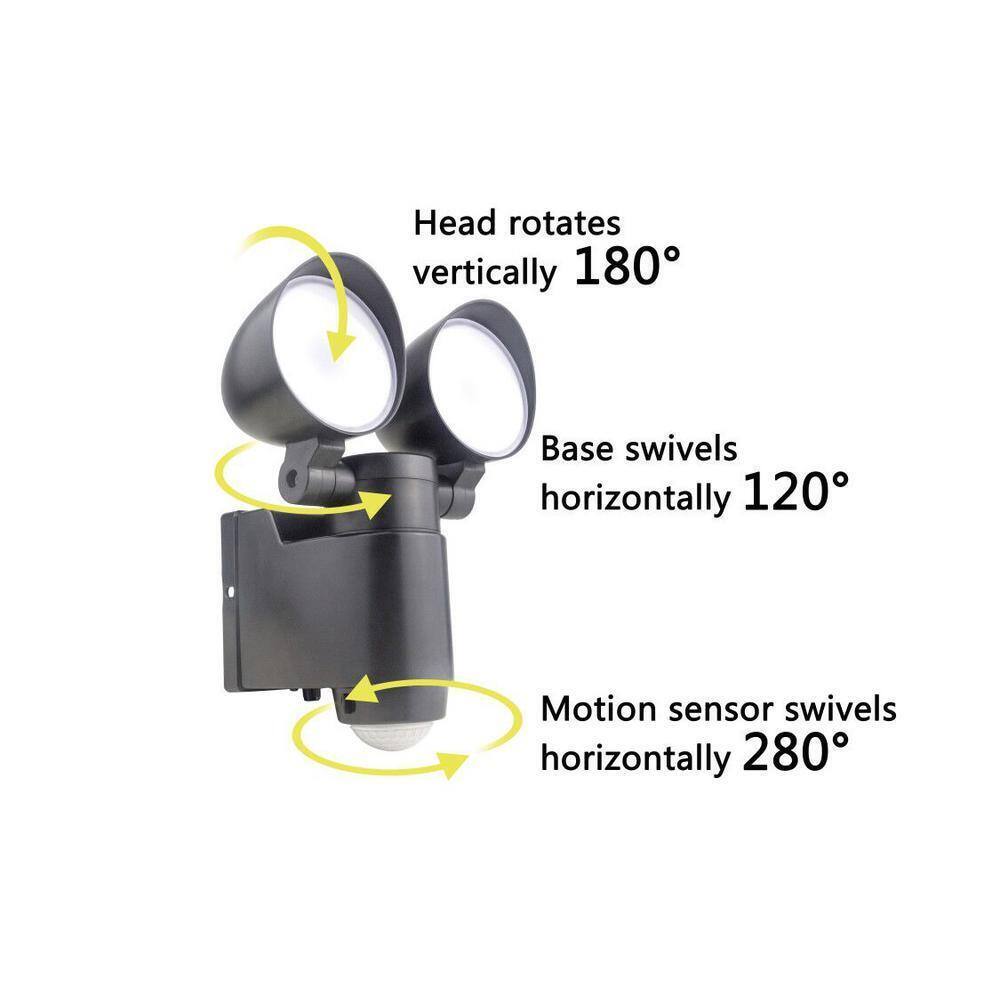 Spitzer 800 Lumens Dual Head Battery Powered Motion Activated LED Flood Light