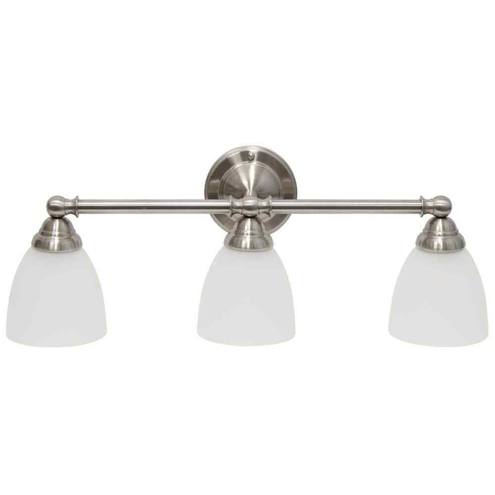 Simple Designs 25 in. Brushed Nickel Classic 3-Light Wall Mounted Vanity