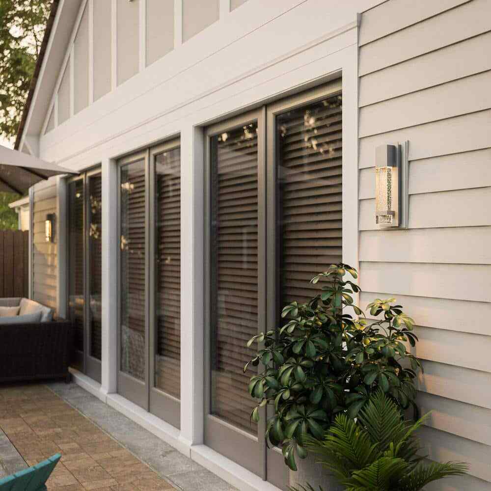 Hampton Bay Caroline Modern 1-Light Silver LED Outdoor Wall Lantern Sconce