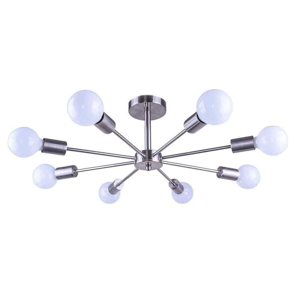 RRTYO Kaylani 8-Lights Nickel Mid-Century Light Sputnik Semi-Flush Mount