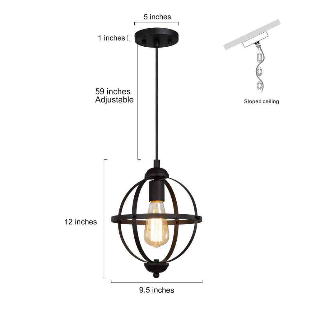 LNC Black Pendant Light Modern Globe Cage Geometric Kitchen Island Chandelier