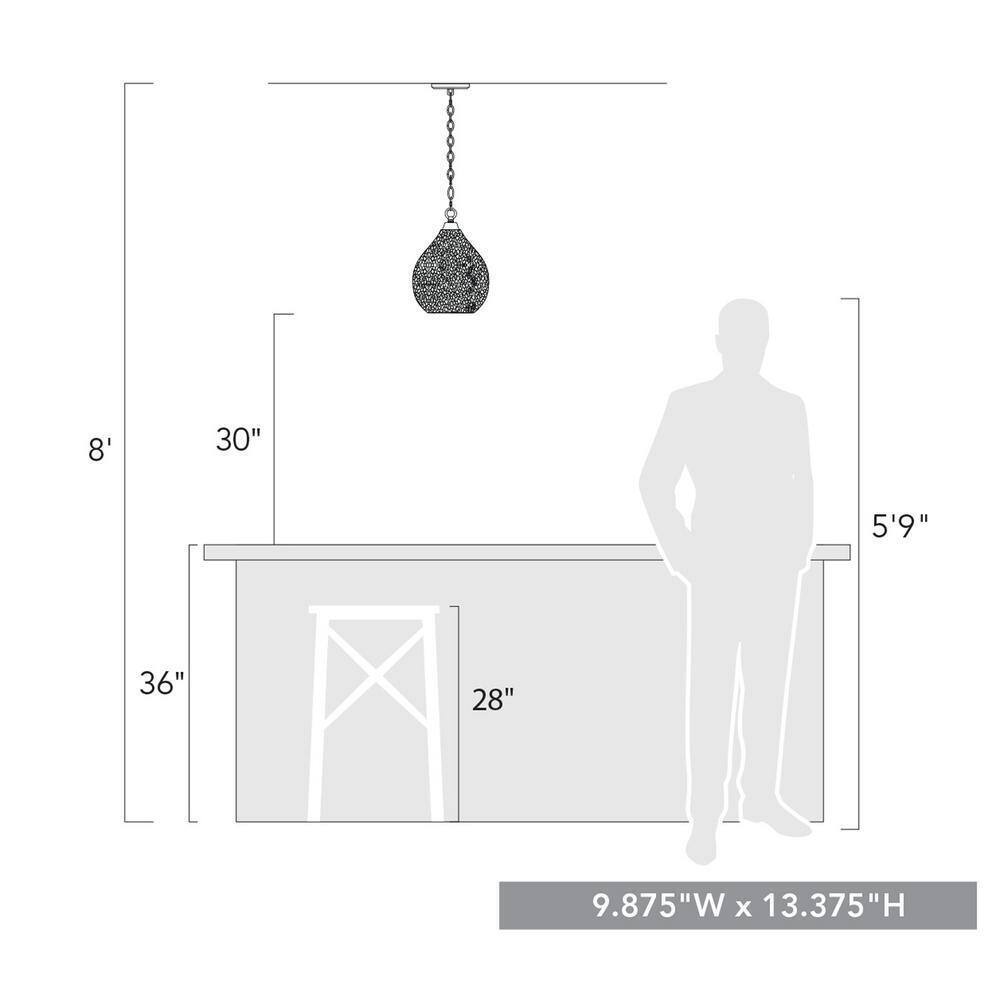 Golden Lighting Ariella 1-Light Matte Black Mini Pendant with Glass Shade