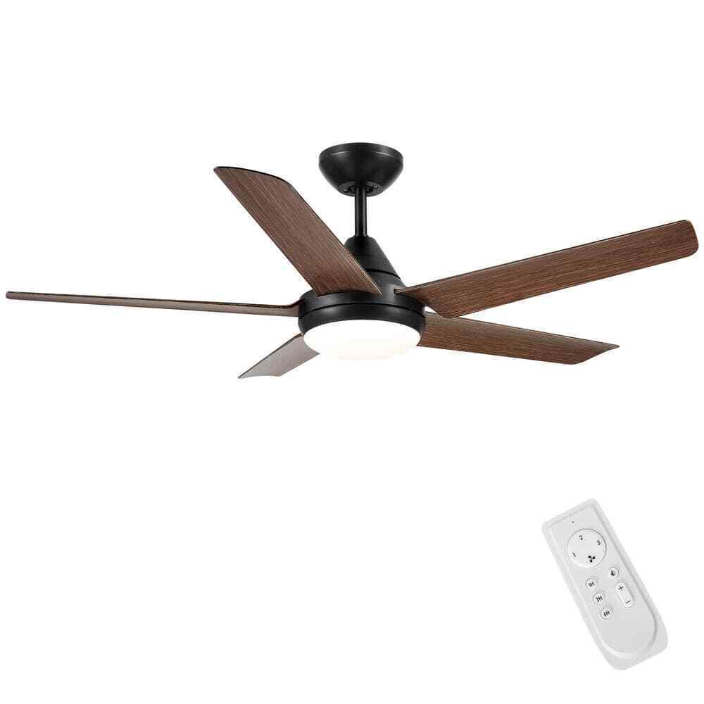 YUHAO Modern Farmhouse 48 in. Indoor Black Brown Ceiling Fan