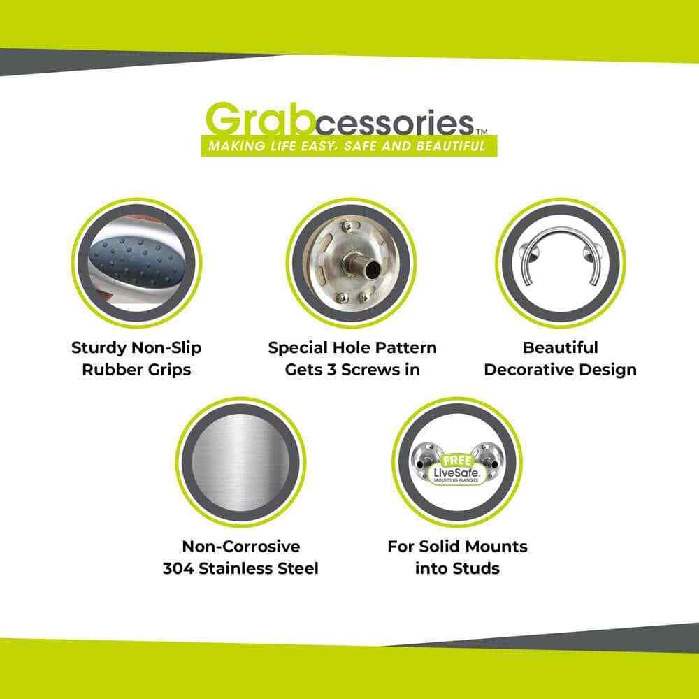 Grabcessories 2-in-1 13.25 in. x 1.25 in. Shower and Tub Grab Ring w/ Grips