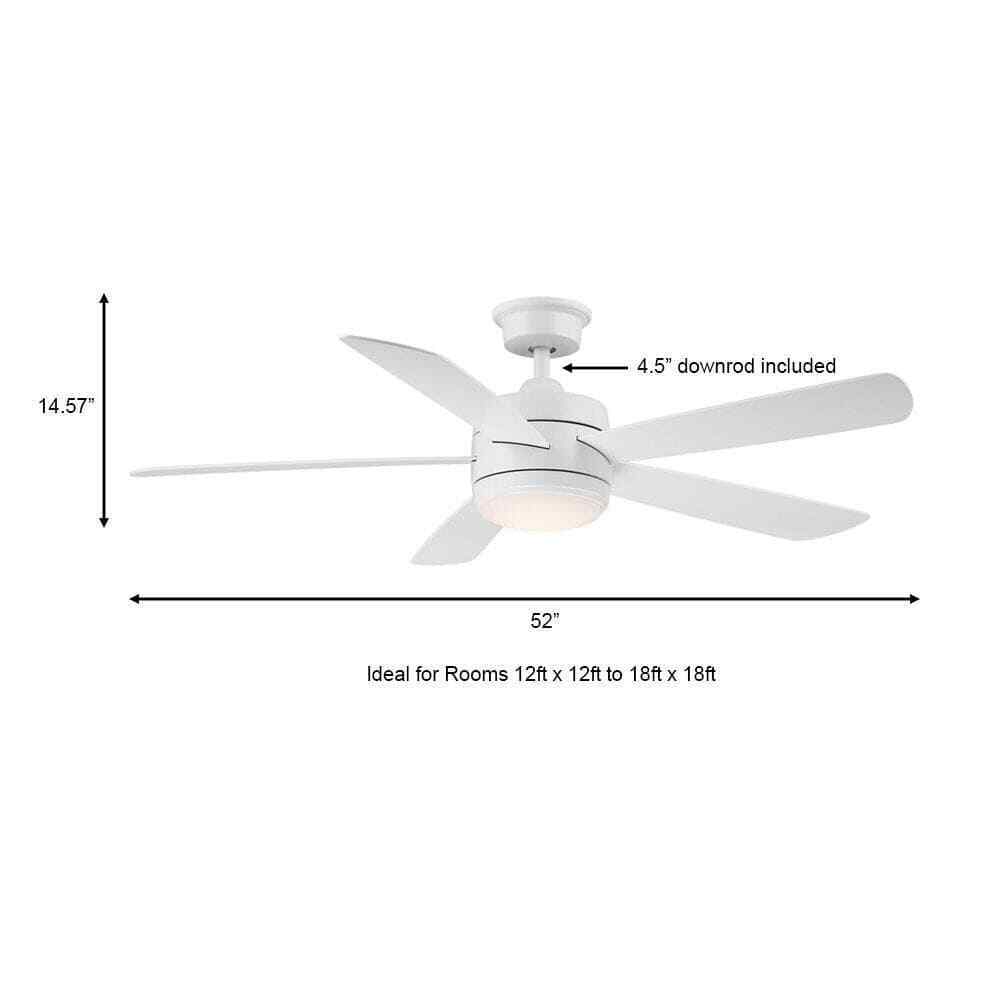 Hampton Bay Averly 52 in. LED Matte White Ceiling Fan w/ Light + Remote Control