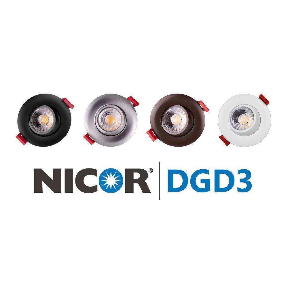 NICOR 3 in. 2700K Remodel Recessed Integrated LED Gimbal Downlight Kit in White
