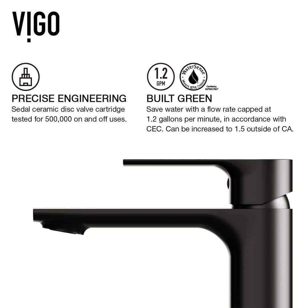 VIGO Davidson Single Handle Single-Hole Bathroom Faucet Sink in Matte Black