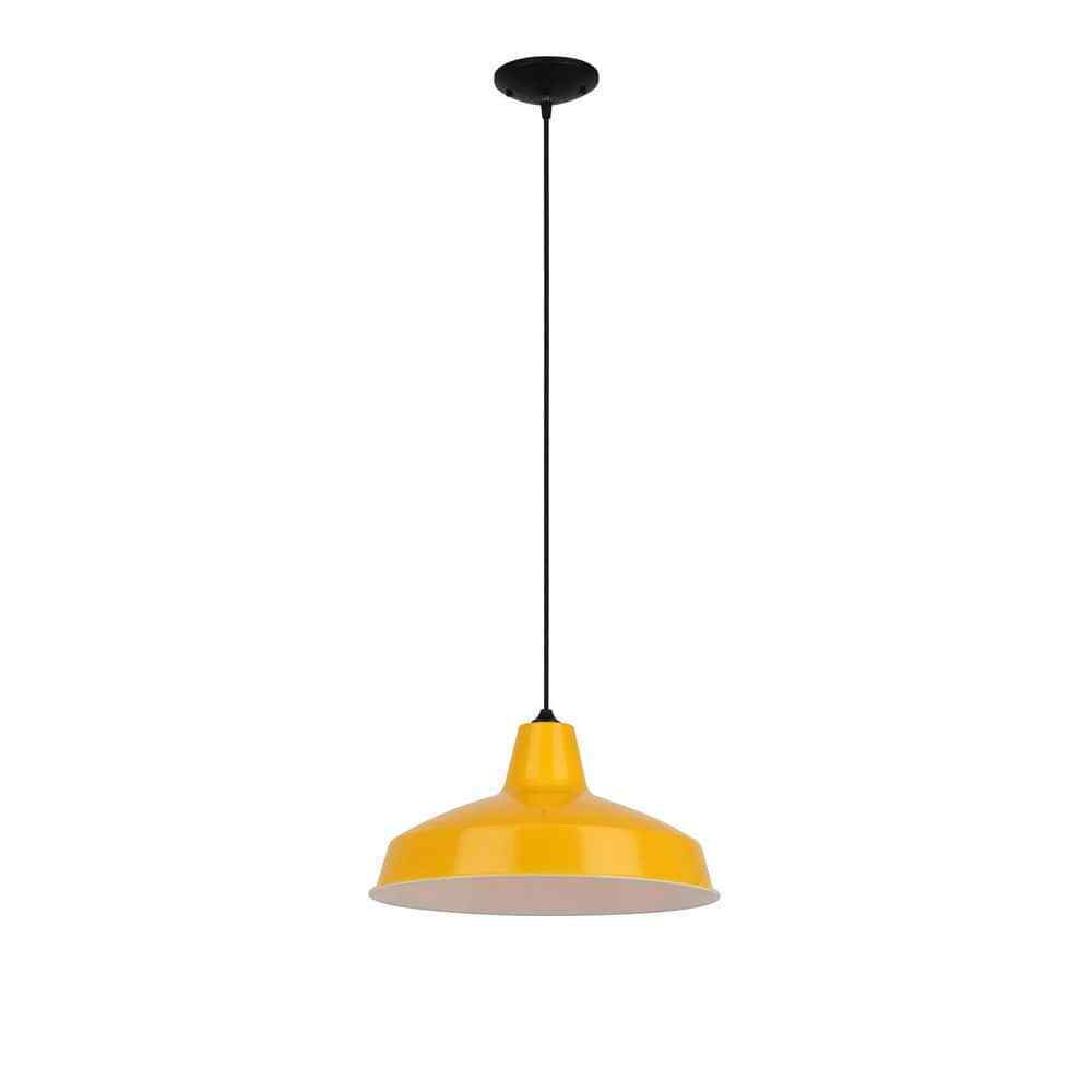 Hampton Bay 1-Light Yellow Warehouse Pendant Light with Metal Shade AF-1032R/YL