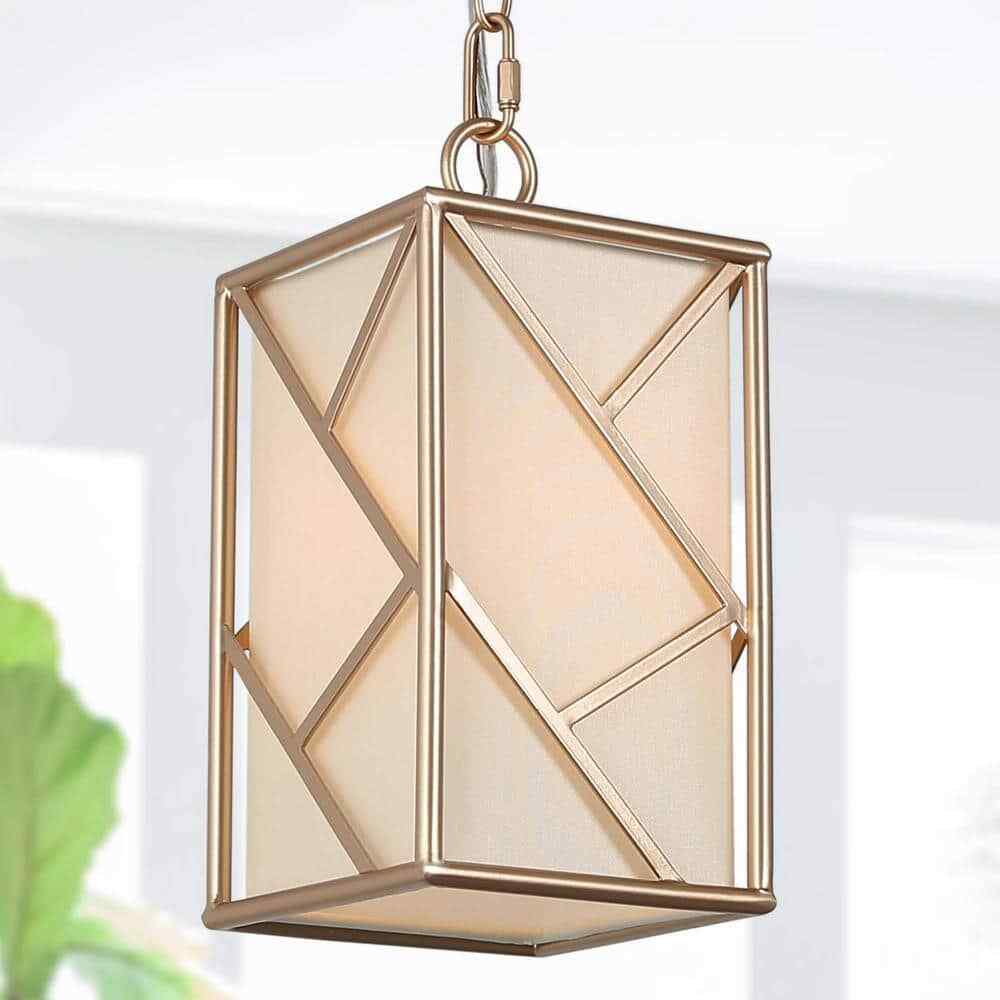 Uolfin Gold 1-Light Modern Geometric Lantern Kitchen Island Pendant Light