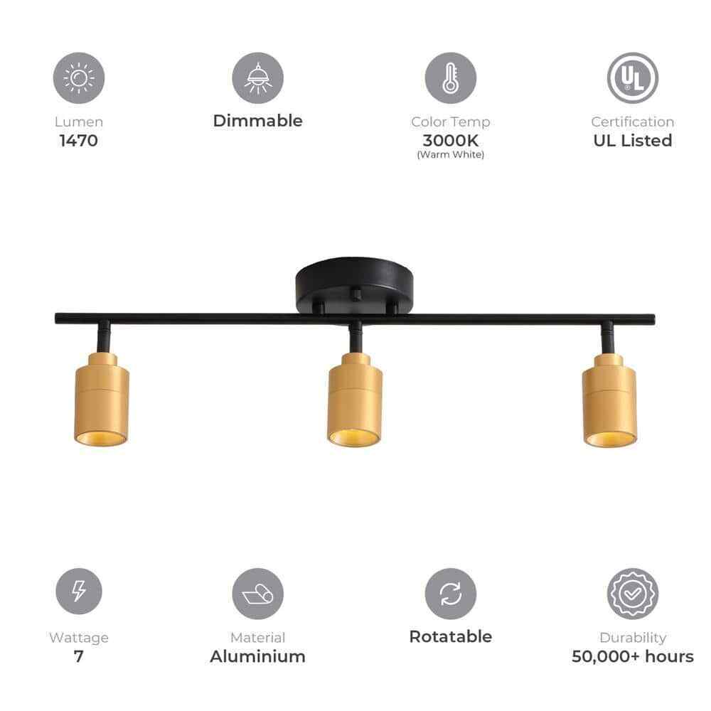 Vidalite 2 ft. 1470 Lumen Brass And Black Modern LED Track Light rotating 3000K