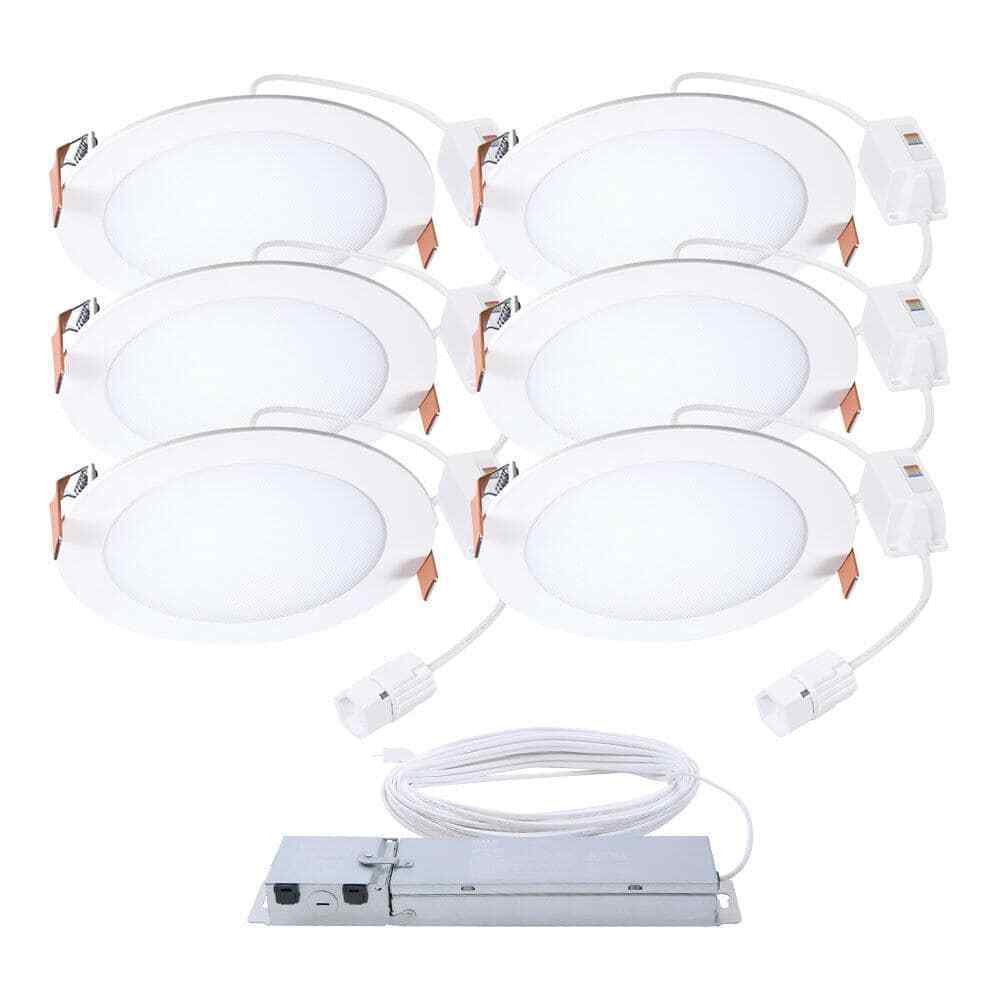 HALO QuickLink 6" 900 Lumens Integrated LED Recessed Downlight Trim, White 6-PK