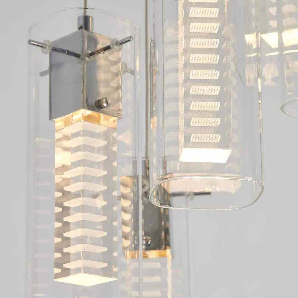 Artika Hologram 5 Light Chrome Modern LED Pendant Light Fixture Kitchen Dining