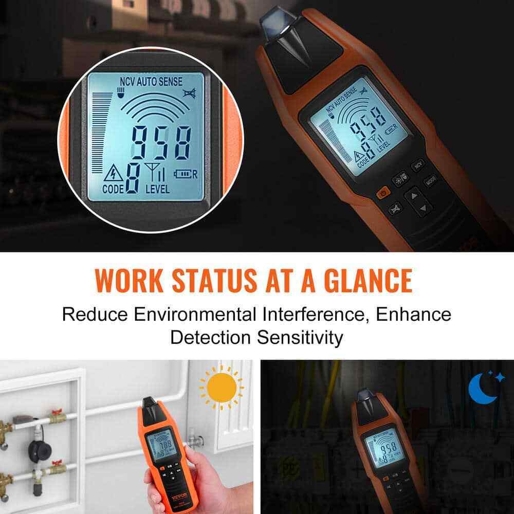 VEVOR Underground Cable Locator 12-Volt to 600-Volt Break Detector