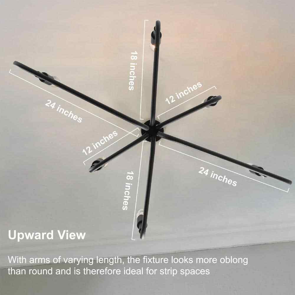 LALUZ Modern Black Candlestick Oblong Farmhouse Irregular Pendant, 6 Light
