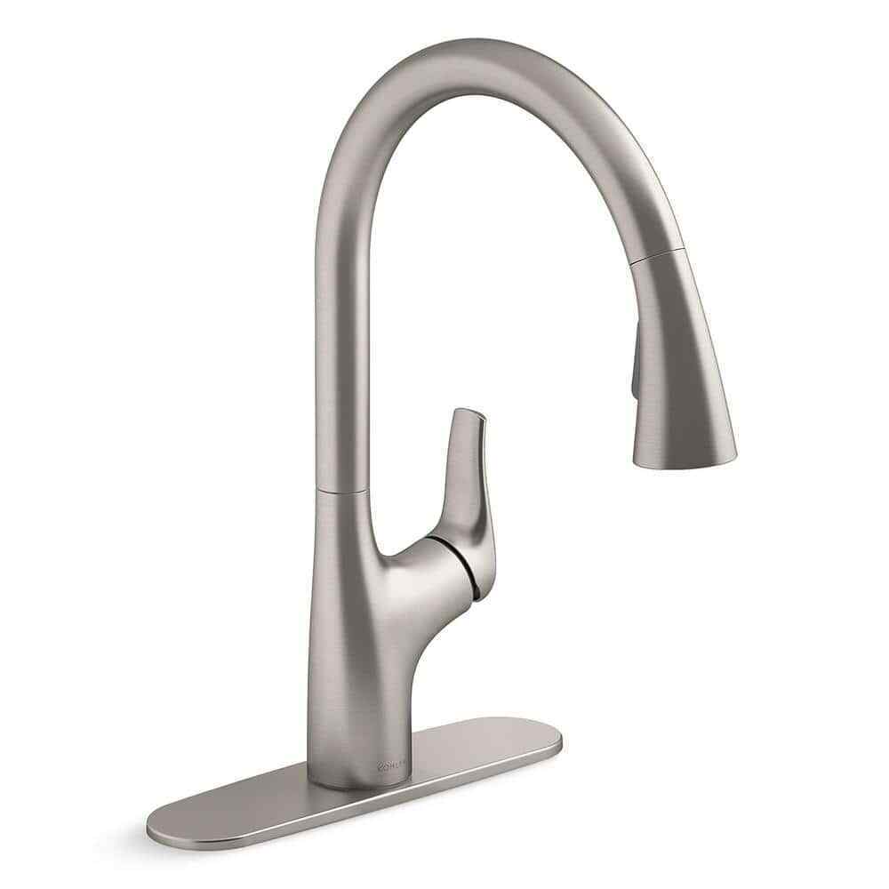 KOHLER Trove Single-Handle Pull Down Sprayer Kitchen Faucet in Vibrant Stainless