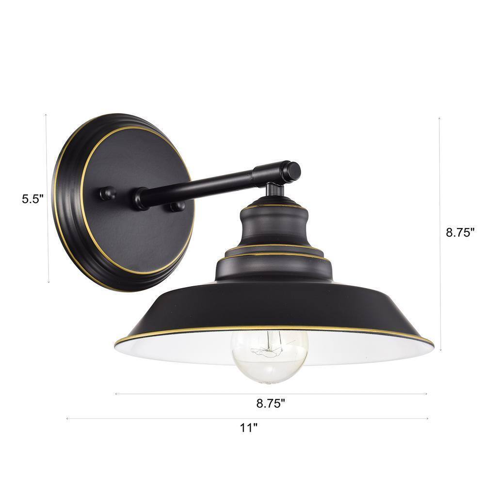 Tatahance 8.75 in. W 2-Light Black Vanity Light with Metal Shade Set of 2