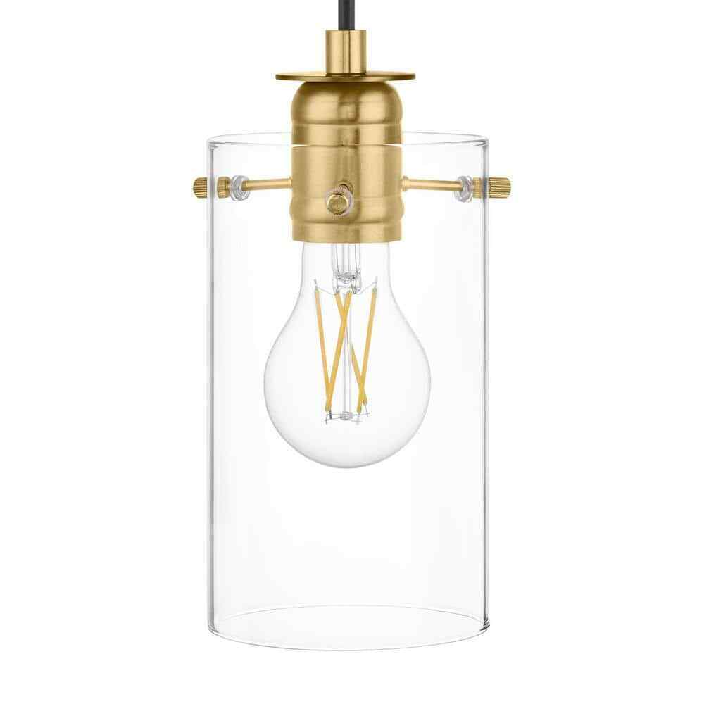 Hampton Bay Regan Brushed Gold Pendant Hanging Light w/ Clear Glass Shades