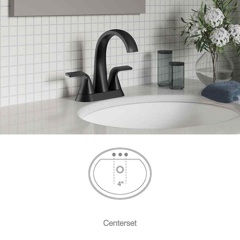 KOHLER Cursiva 4 in. Centerset 2-Handle Bathroom Faucet in Matte Black