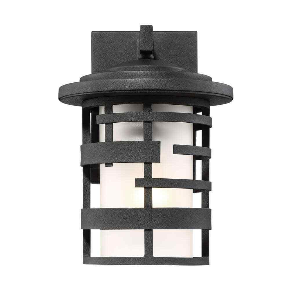 SATCO Lansing Textured Black Outdoor Hardwired Wall Lantern Sconce