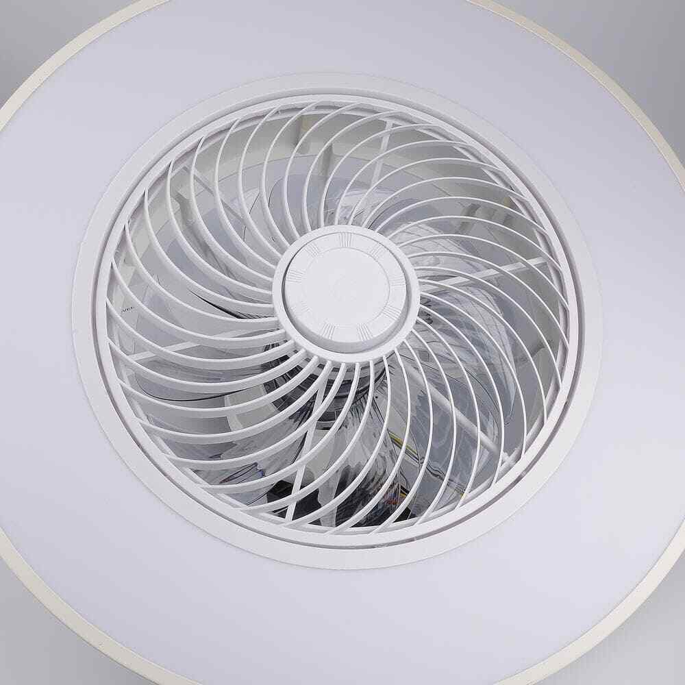 TOZING LED Indoor White Dimmable Matte Modern Cage Ceiling Fan Light w/ Remote