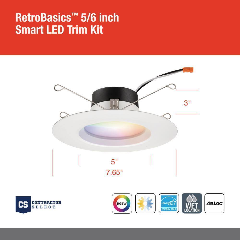 Select RB 6 in. Smart Tunable CCT Color Changing Recessed Light Trim 4-Pack