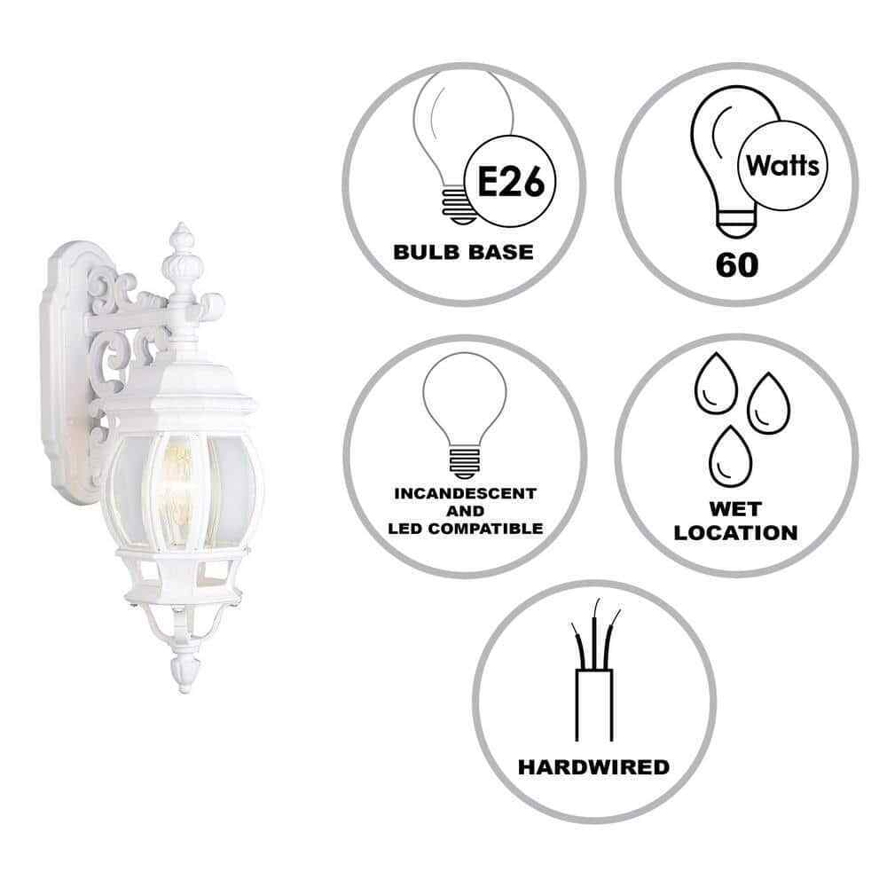 Bel Air Lighting Francisco 18" 1-Light White Lantern Outdoor Wall Light Fixture