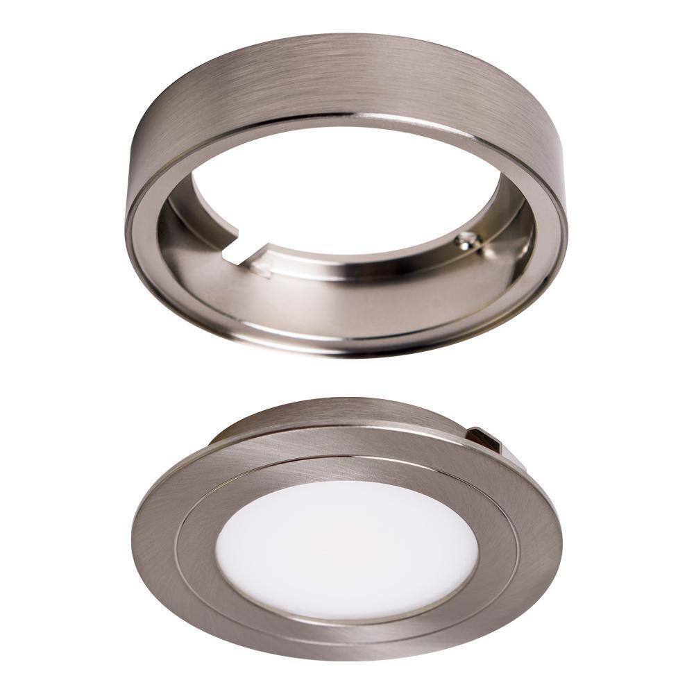 Armacost Lighting Dimmable Bright White LED Puck Light Brushed Steel Finish