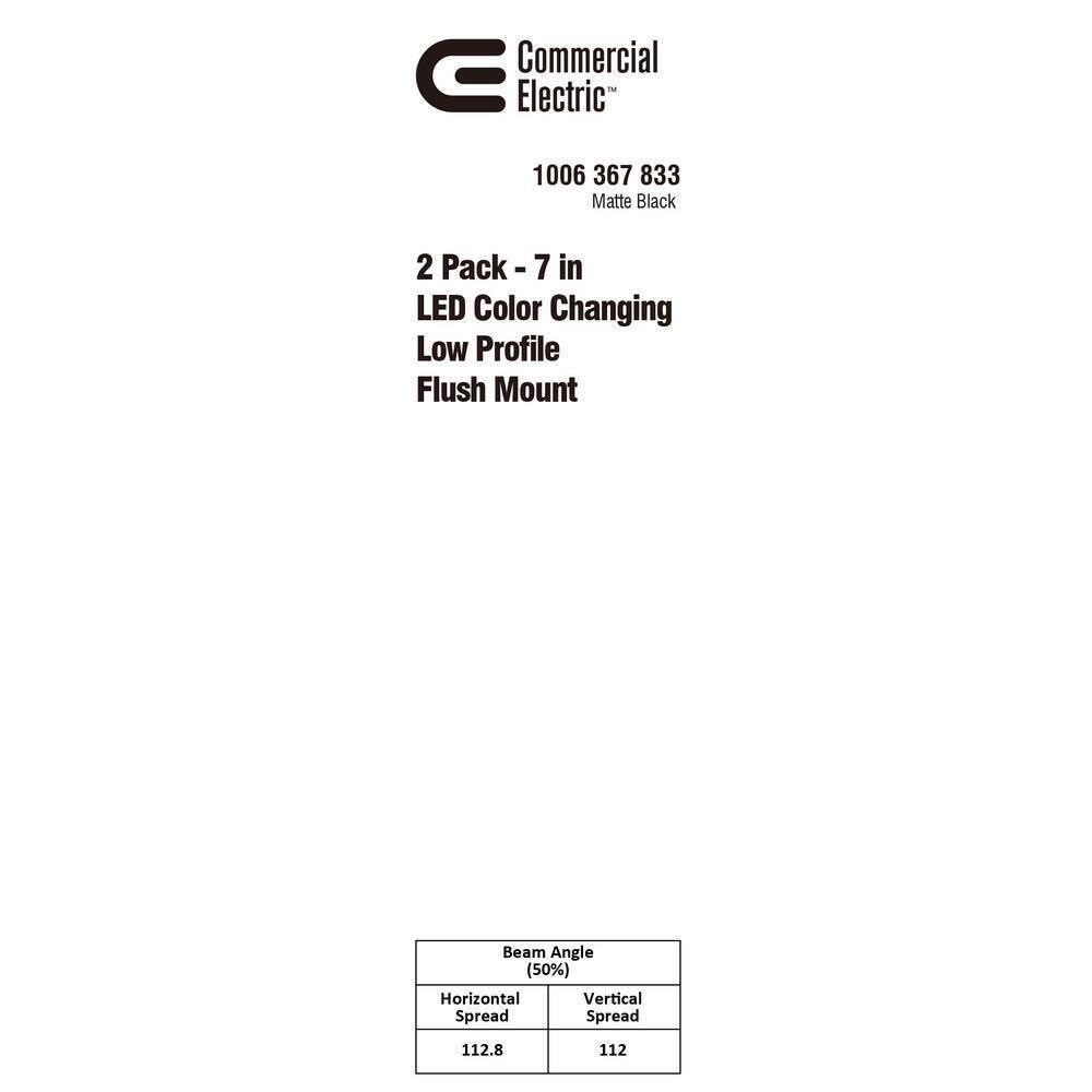 Commercial Electric 7 in. Matte Black 3-CCT LED Round Flush Ceiling Light 2-Pack
