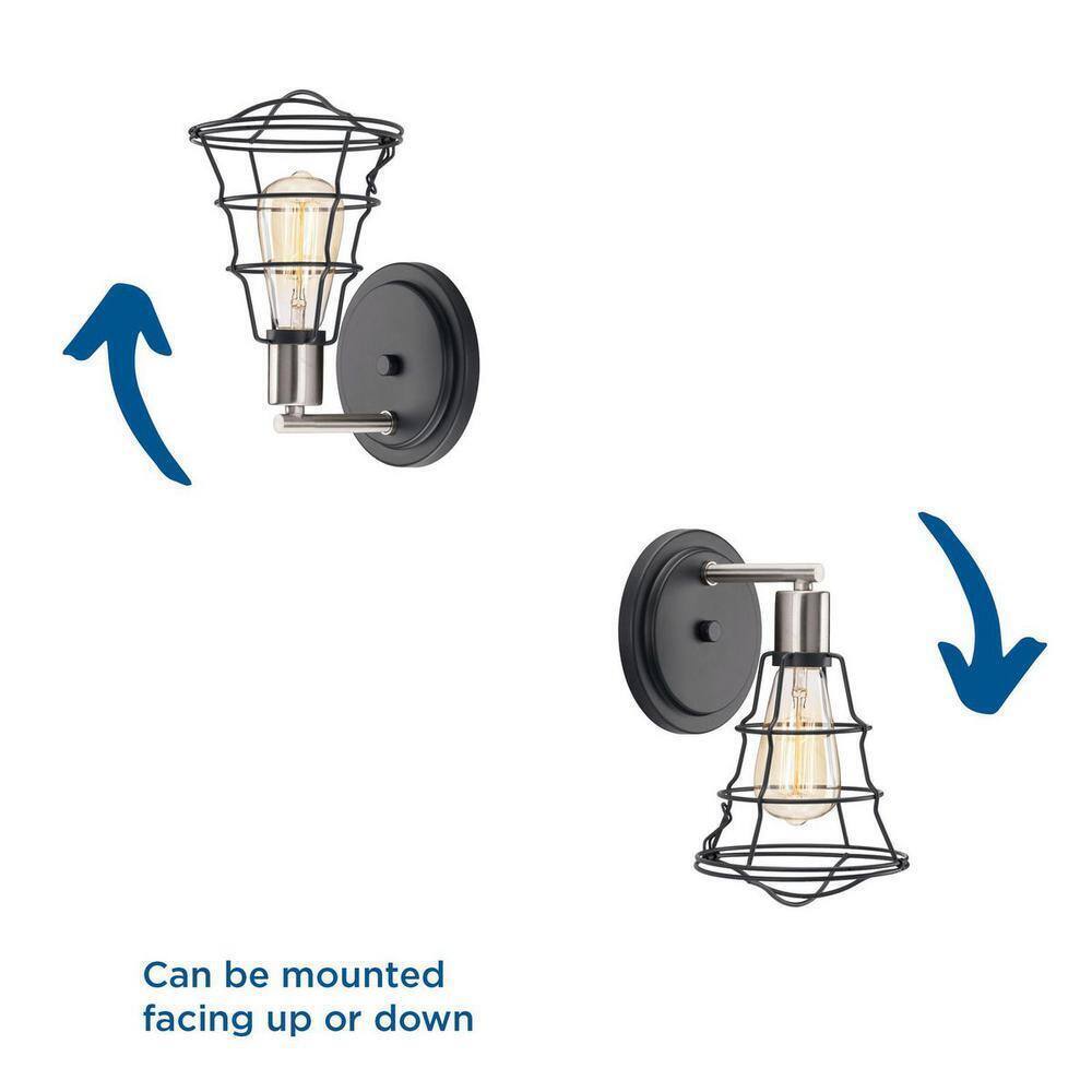 Progress Lighting Gauge Collection 1-Light Graphite Farmhouse Bath Vanity Light