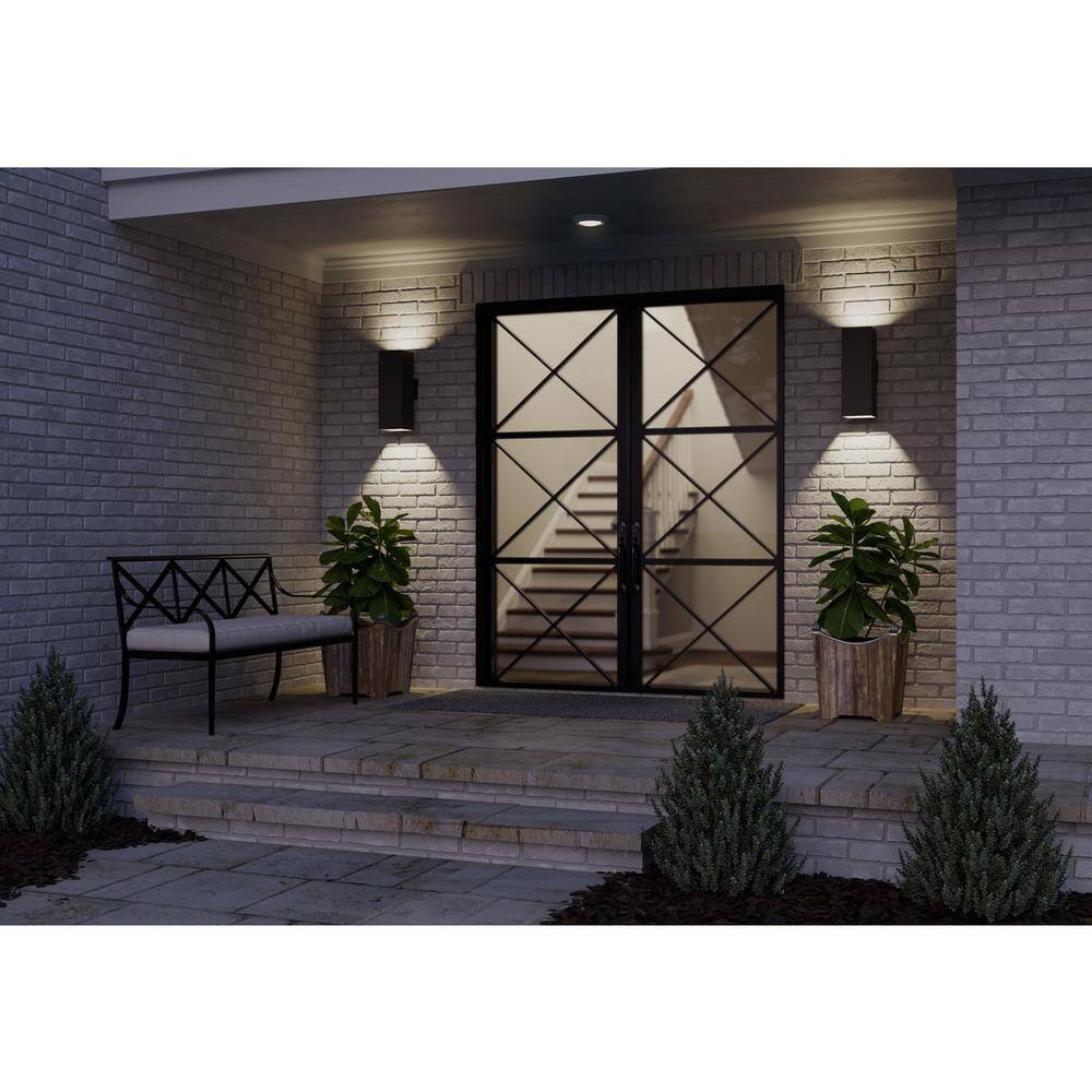 Progress Lighting Square 6 in. Black Modern Outdoor Wall Lantern Up-Down Light