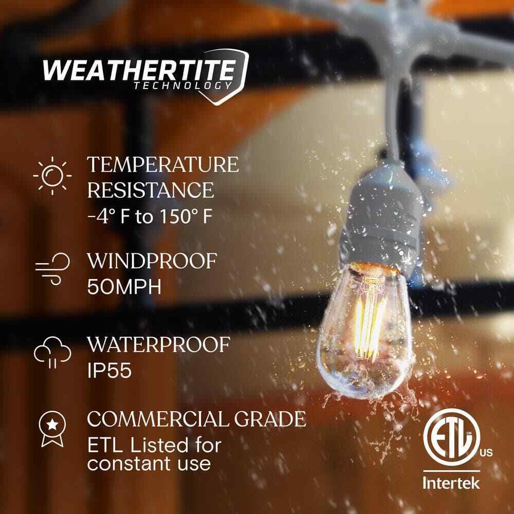Brightech Ambience Pro White 15-Light 48 ft. LED S14 Edison Bulb String-Light