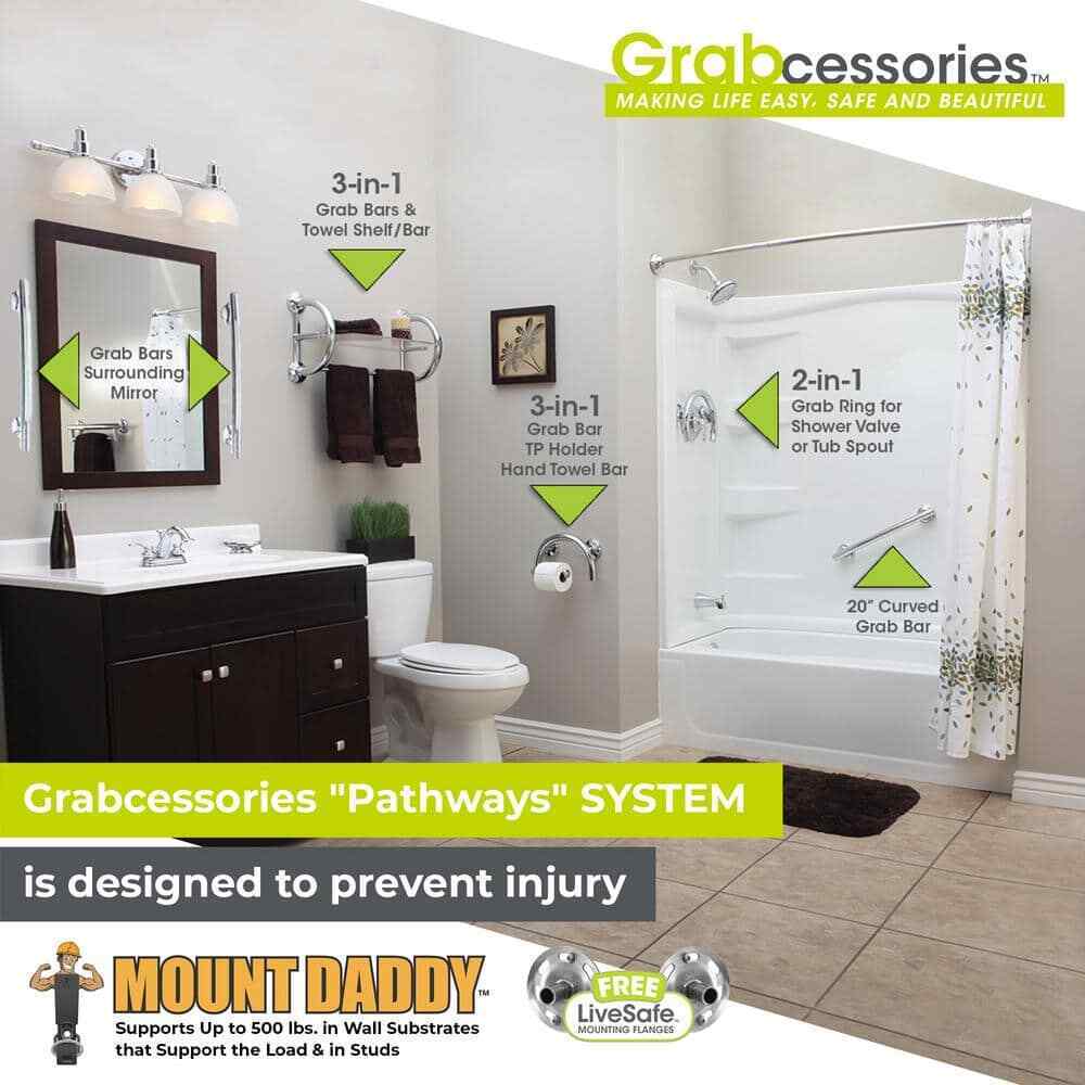 Grabcessories 2-in-1 13.25 in. x 1.25 in. Shower and Tub Grab Ring w/ Grips