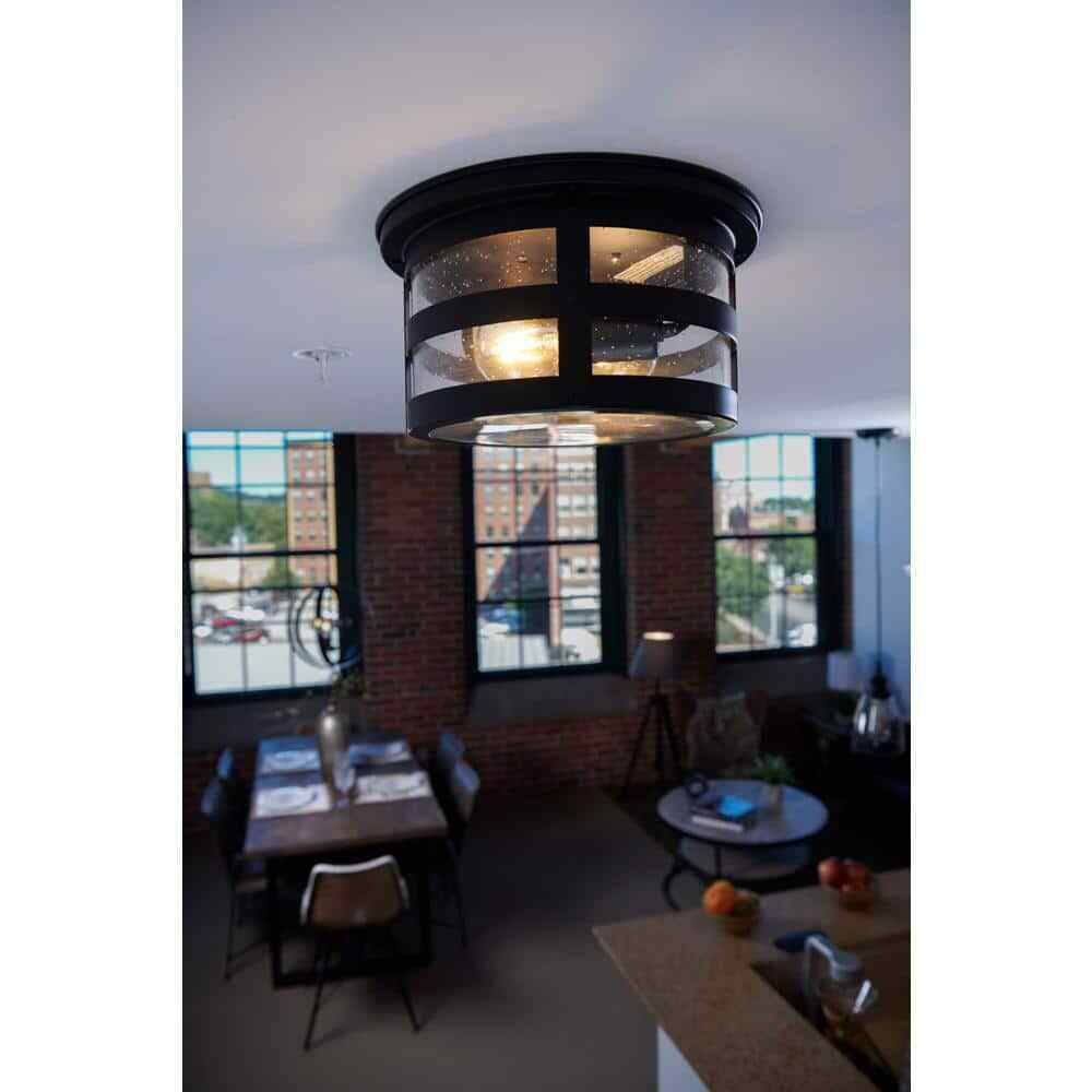Sylvania Cambridge 2-Light Antique Black Ceiling Flushmount