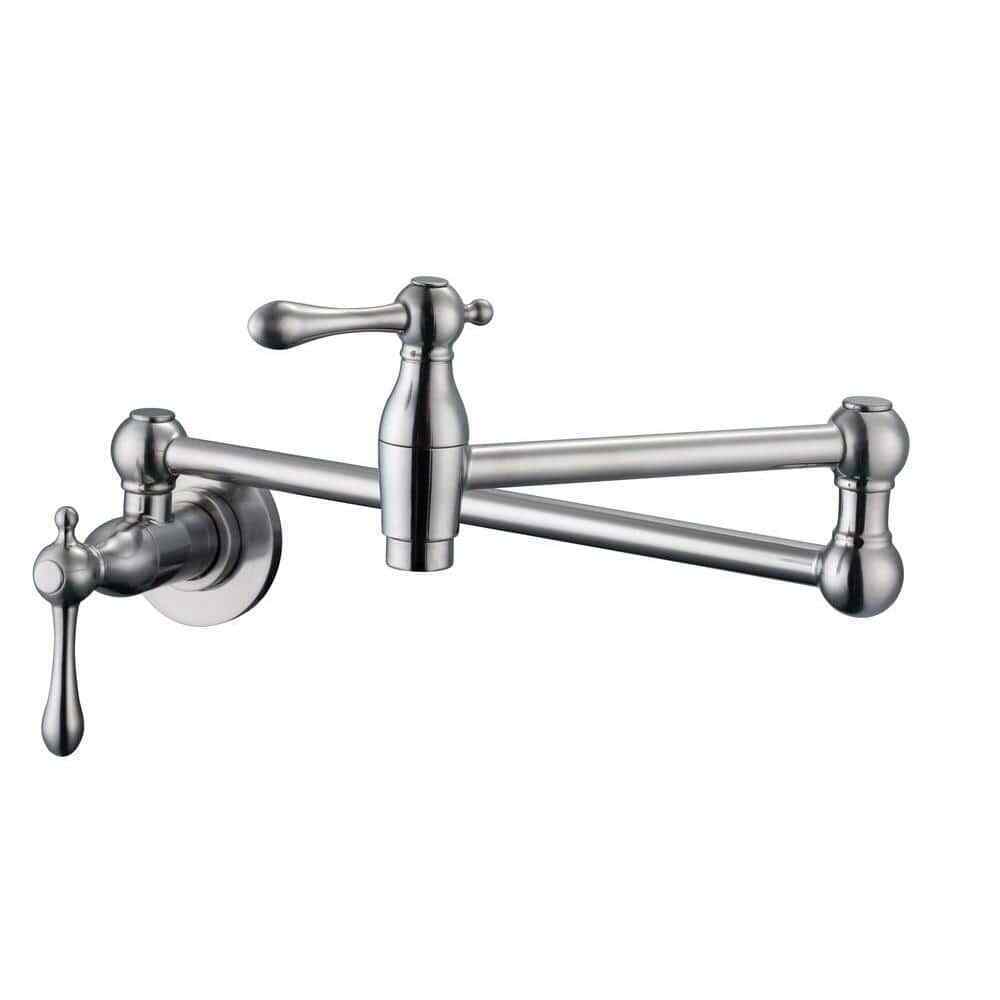Glacier Bay Lyndhurst Wall Mounted Pot Filler in Brushed Nickel 67589-0004