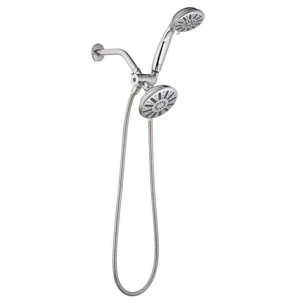 Glacier Bay 6-Spray 5 in. Dual Wall Mount Handheld Shower Head 1.8 GPM in Chrome