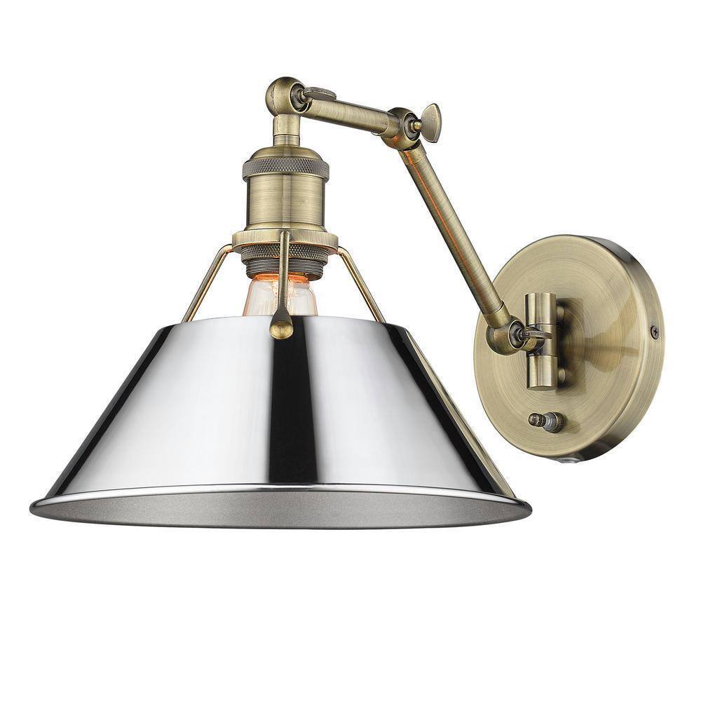 Golden Lighting Orwell 9 in. Aged Brass Sconce 3306-A1W AB-CH