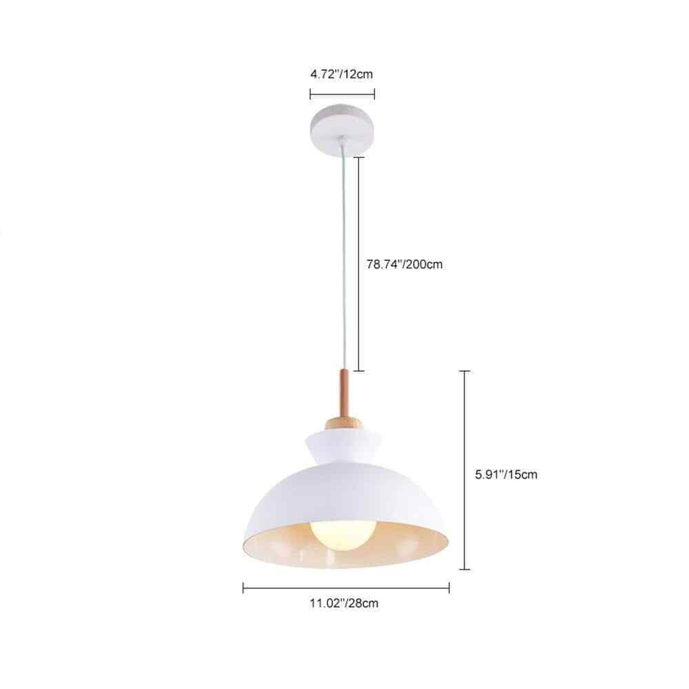 RRTYO Matisse 1 -Light White Single Dome Pendant with Metal Shade