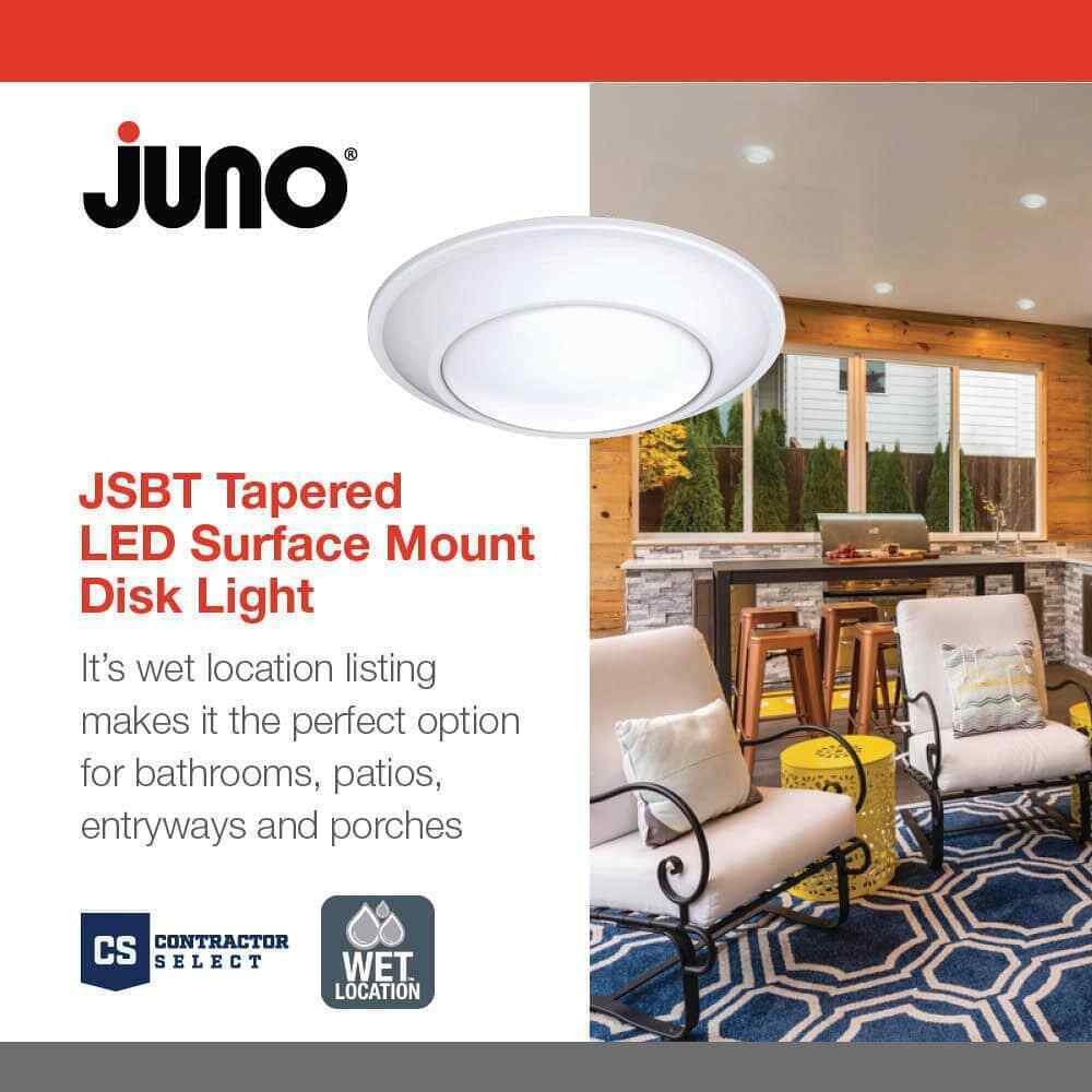 Juno JSBT 7.72 in. Matte White Wet Location Integrated LED Flush Mount Fixture