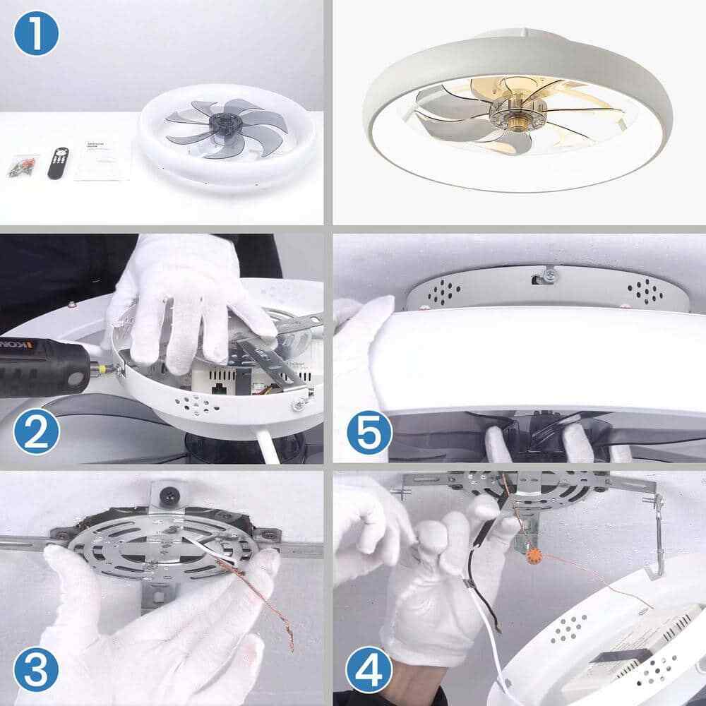 ANTOINE 20 in. LED Indoor White Bladeless App Control Low Profile Ceiling Fan