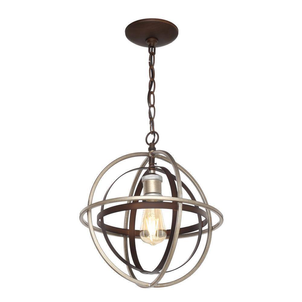 Home Decorators Barton Bay 1-Light Bronze and Champagne Pewter Orb Mini Pendant
