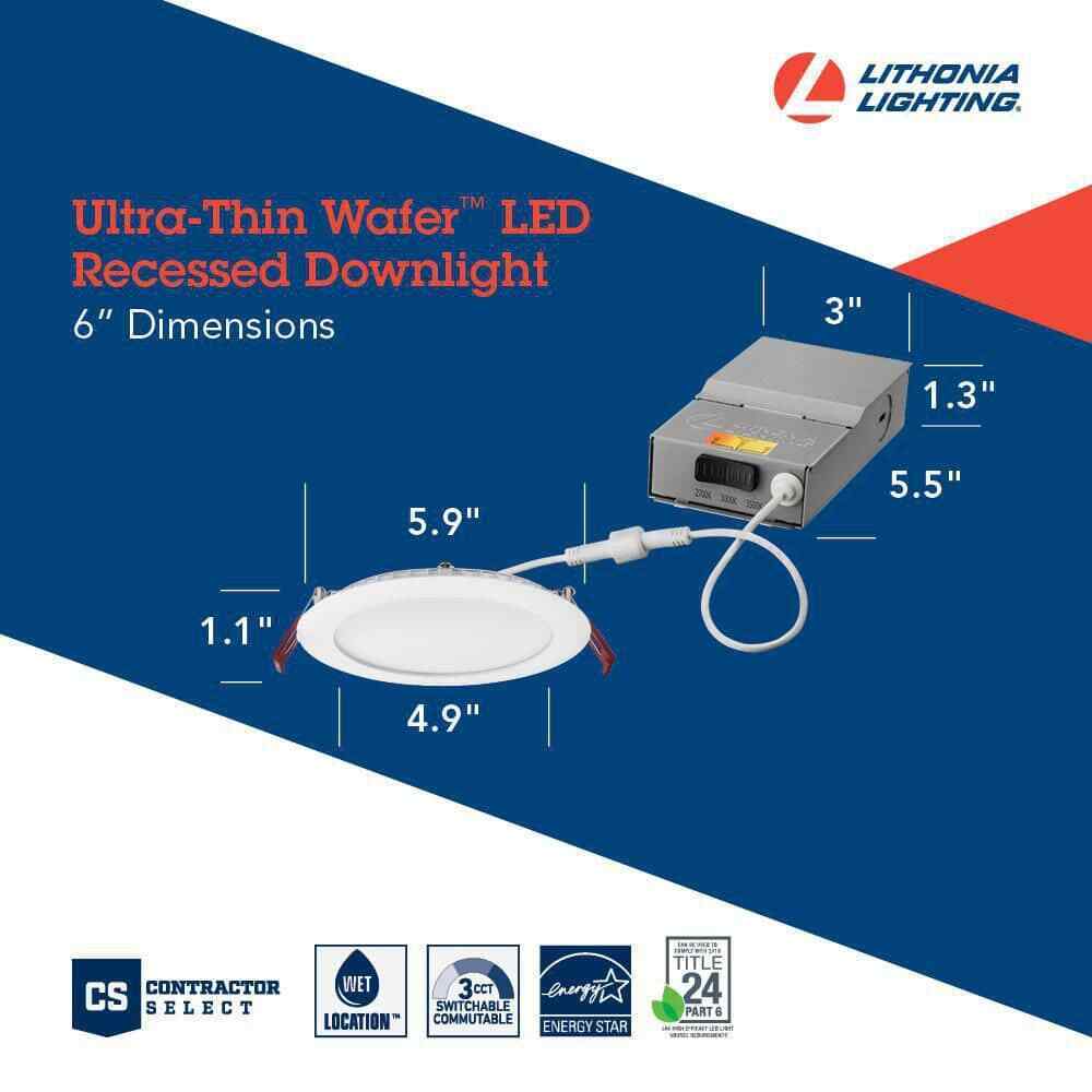 Lithonia Lighting 6 in. Wafer Oil-Rubbed Bronze Selectable LED Recessed Kit