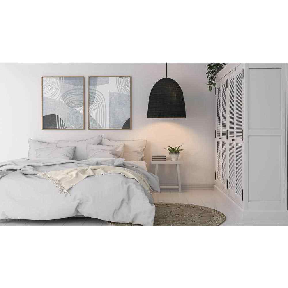 Hampton Bay Highler 1-Light Matte Black Pendant with Matte Black Rattan Shade