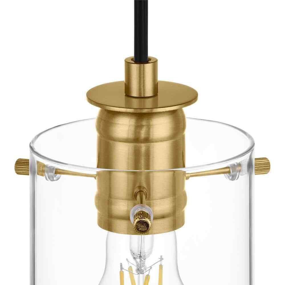Hampton Bay Regan Brushed Gold Pendant Hanging Light w/ Clear Glass Shades