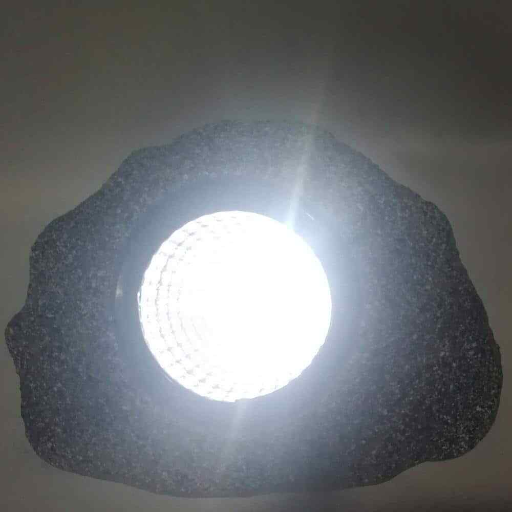 Solar 5 in. 10 Lumens Rock Outdoor Landscaping Spotlight in Gray ( 4-Pack)