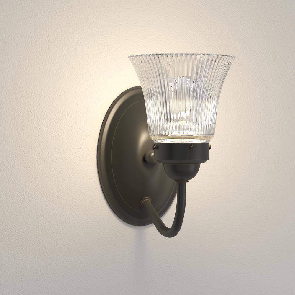 Progress Lighting Fluted Glass Antique Bronze Clear Glass Bath Vanity Light