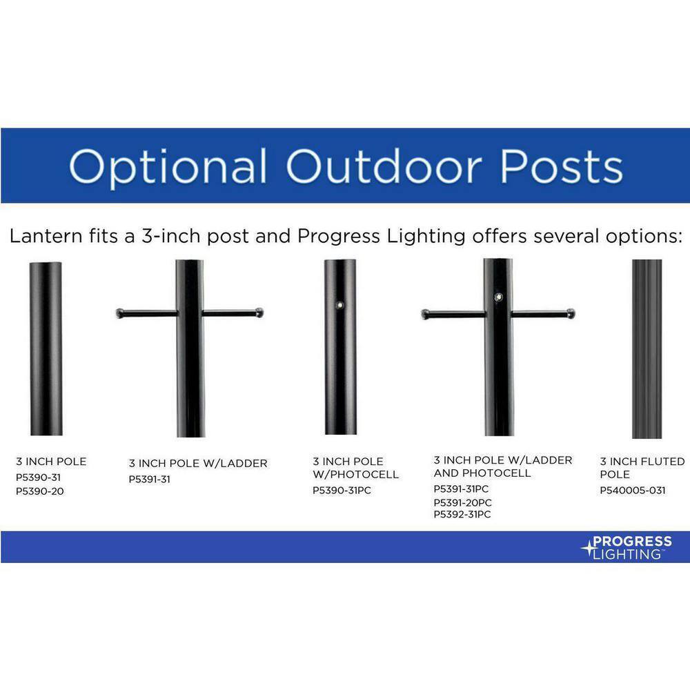 Progress Lighting Abbott Antique Pewter Clear Seeded Glass Post Lantern Light