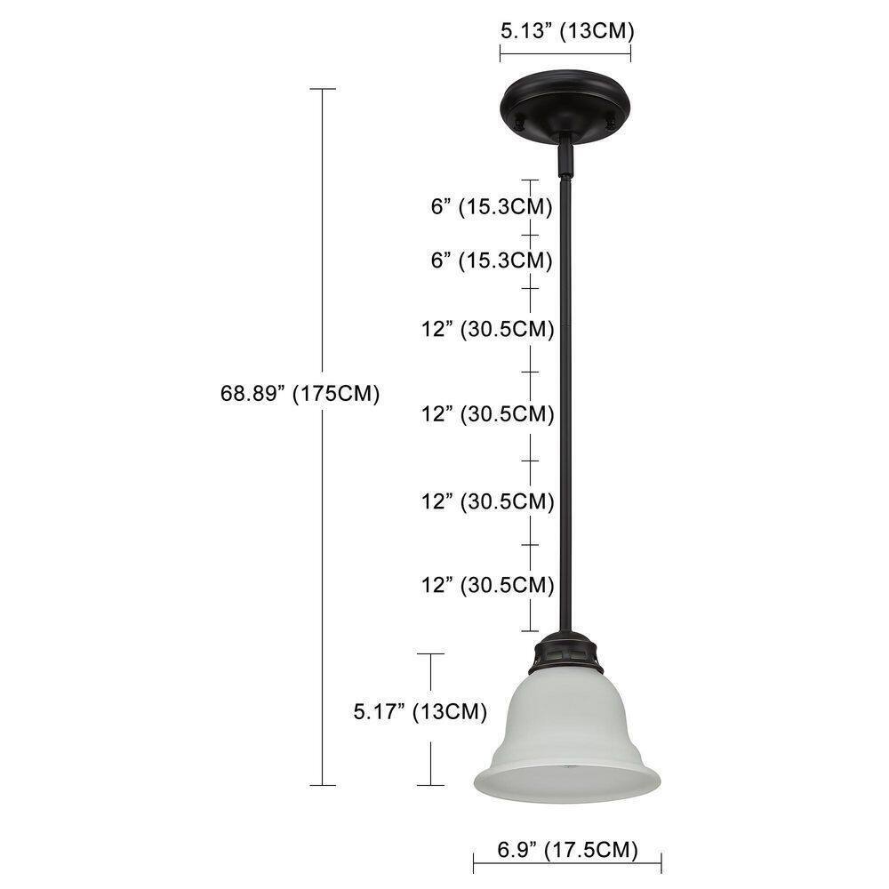PUDO 6.9 in. 1-Light Pendant Light with White Finish and Black Base