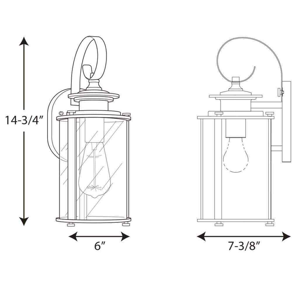 Progress Lighting Squire Collection 1-Light Black Outdoor Small Wall Lantern