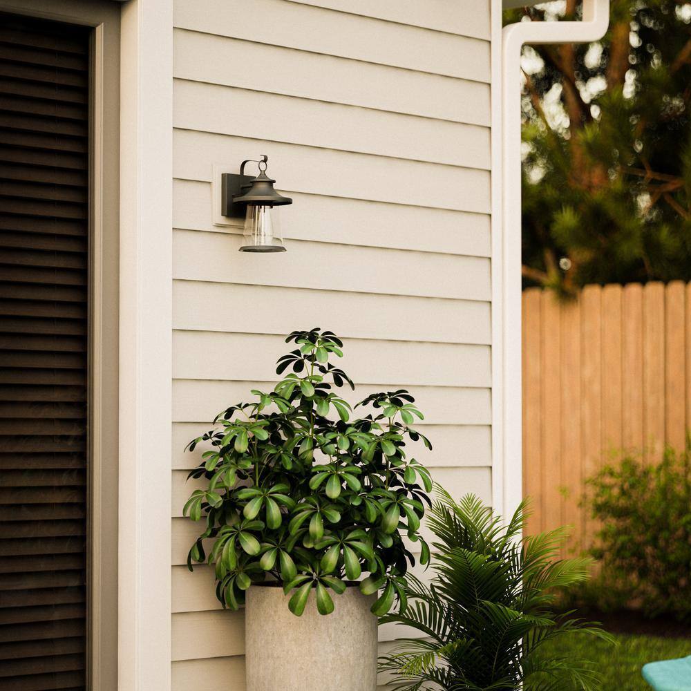 Hampton Bay Chartwell 1-Light Black Hardwired Outdoor Wall Lantern Sconce